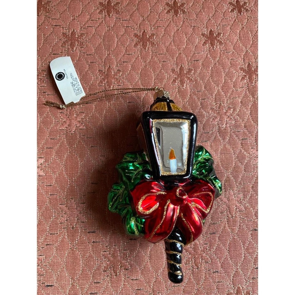Christmas Ornament New Tag Martha Stewart Collection Candle Lantern Bow 5" s25